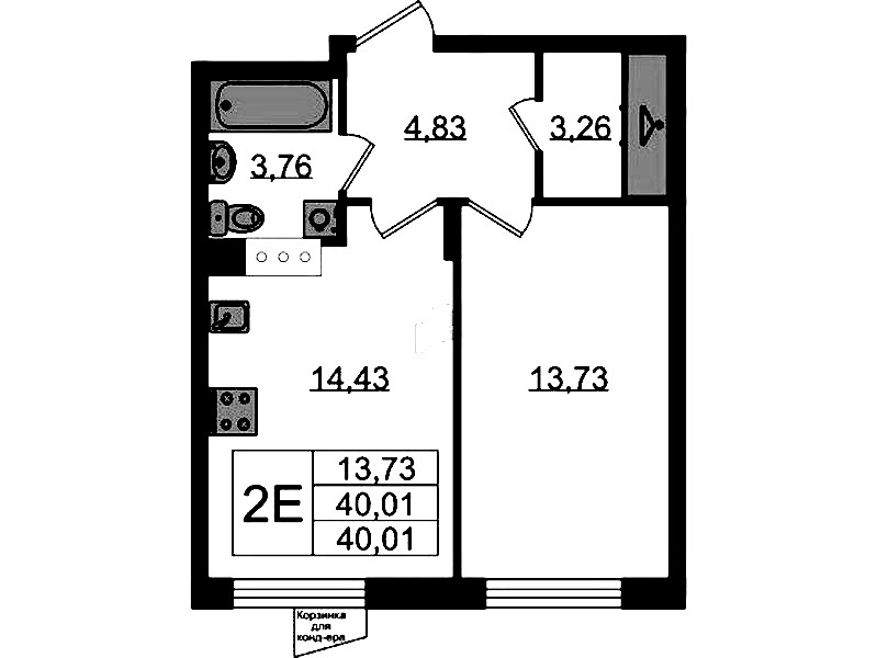 1-комнатная квартира 40.01 м², 3/11 эт., ЖК «VEREN NORT Сертолово»